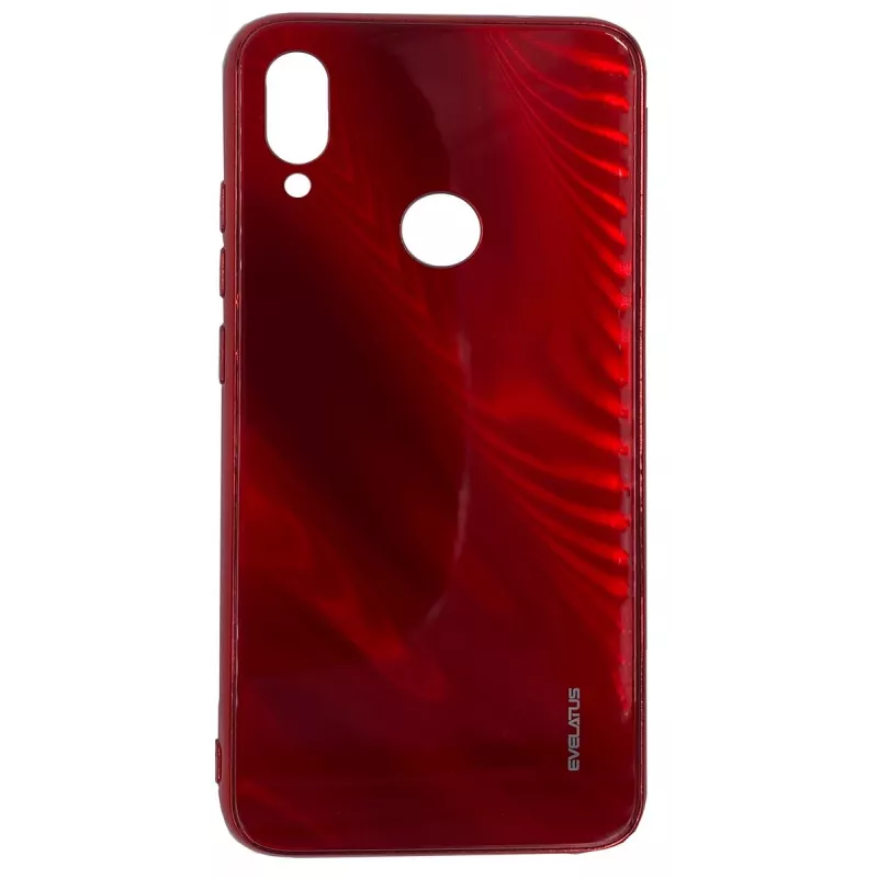 Evelatus Xiaomi Redmi Note 7 Water Ripple Full Color Electroplating Tempered Glass Case Red
