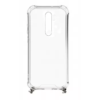 Evelatus Xiaomi Redmi Note 8 Pro Silikon Transparente Rückseitenabdeckung mit TPU-Halsbandgurt Space Gray