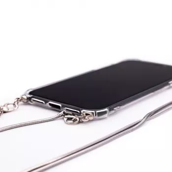 Evelatus Xiaomi Redmi Note 8 / Redmi Note 8 2021 Silikon Transparent mit Halskette TPU Band Silber