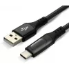 everActive CBB-1CBL USB-A auf USB-C geflochtenes Kabel mit LCD-Leistungsanzeige, 1m, 3A, Schwarz