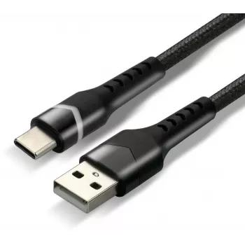 everActive CBB-1CBR USB-A auf USB-C RGB-LED geflochtenes Kabel 1m 3A Schwarz