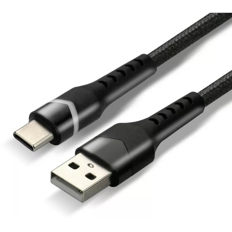 everActive CBB-1CBR USB-A auf USB-C RGB-LED geflochtenes Kabel 1m 3A Schwarz