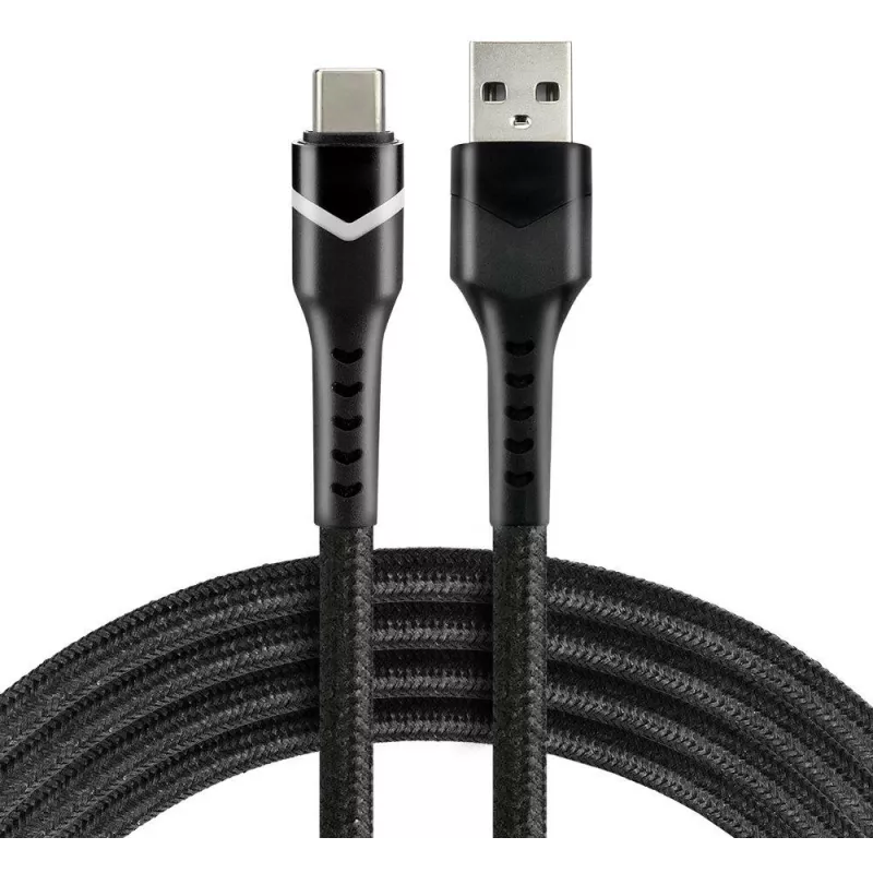 everActive CBB-1CBR USB-A auf USB-C RGB-LED geflochtenes Kabel 1m 3A Schwarz