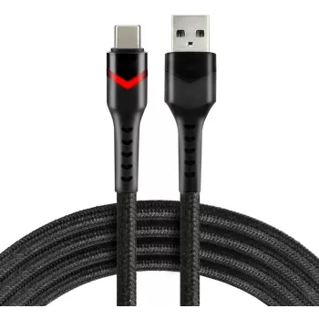 everActive CBB-1CBR USB-A auf USB-C RGB-LED geflochtenes Kabel 1m 3A Schwarz