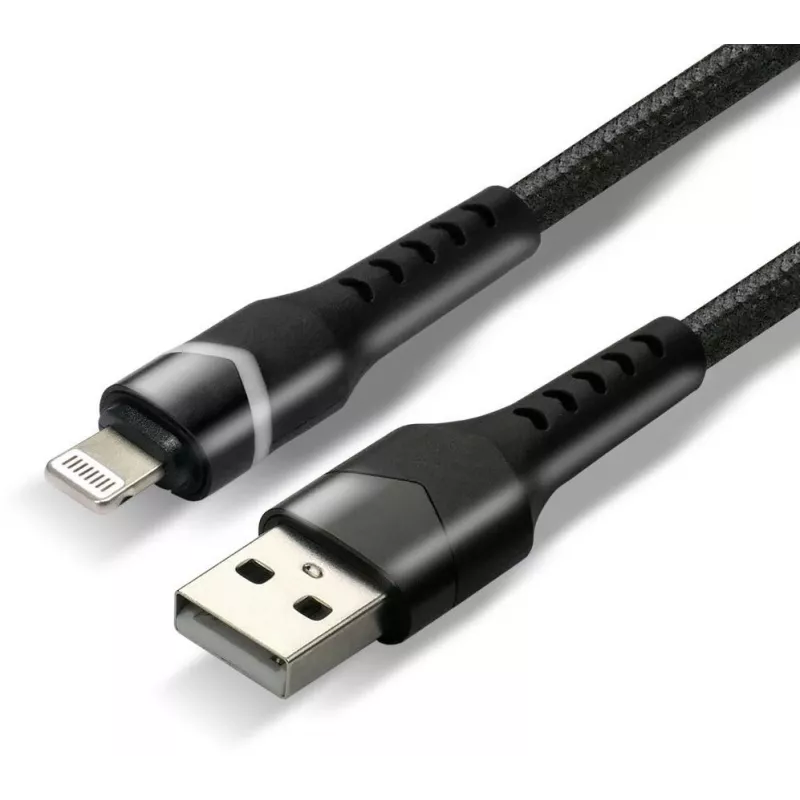 everActive CBB-1IBR USB-A auf Lightning RGB LED geflochtenes Kabel 1m 2.4A Schwarz