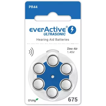 everActive ULTRASONIC 675 Zinc-Air Hörgerätebatterien PR44 (6er-Blister)