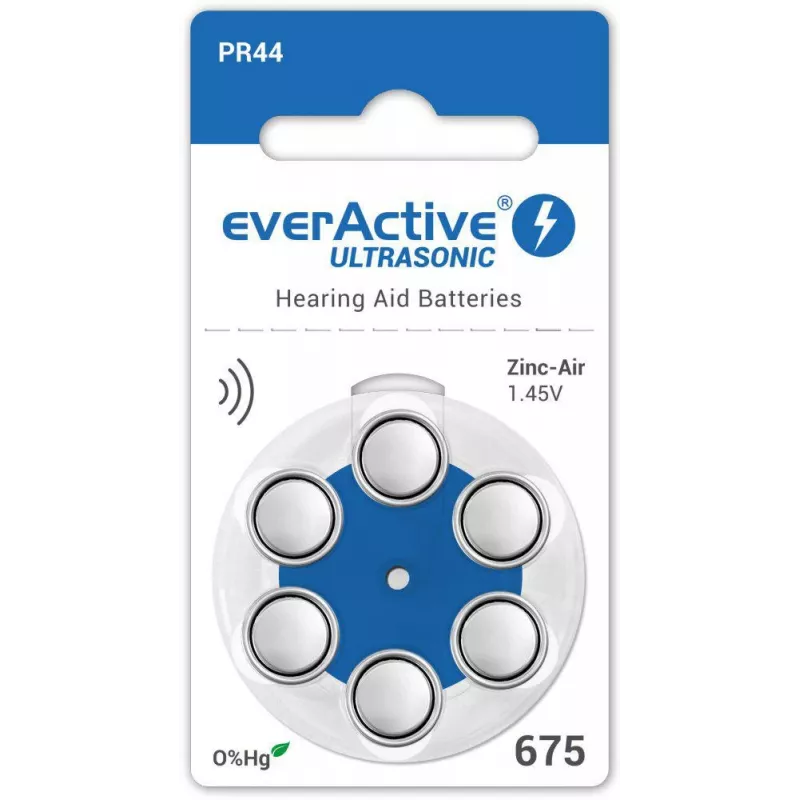 everActive ULTRASONIC 675 Zinc-Air Hörgerätebatterien PR44 (6er-Blister)