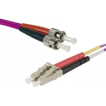 EXERTIS CONNECT OM4 LWL-Patchkabel, LC Duplex auf ST Duplex, 50/125µm, Erika-Violett, 2m 392792