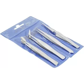 EXERTIS CONNECT Präzisions-Pinzettenset, 4-teilig, Edelstahl, antimagnetisch, säurebeständig, 120 mm 815550