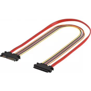 EXERTIS CONNECT SATA-Verlängerungskabel, SATA 22 Pin Stecker auf SATA 22 Pin Buchse (5V + 12V), 0,5 m, zur Verlängerung der SATA-Daten- und Stromschnittstelle, Schwarz 147500