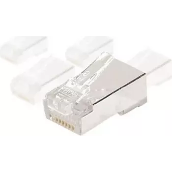 EXERTIS CONNECT Geschirmter RJ45 Modularstecker für runde Kabel, STP, 8P8C, CAT 6, 100er-Pack 920870