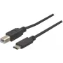 EXERTIS CONNECT USB 2.0 Kabel, USB Typ-C zu USB Typ-B, Schwarz, 1,0 m 150304