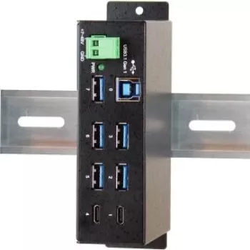 EXSYS EX-1197HMS 7-Port USB 3.1 Gen 1 Industrie-DIN-Schienen-Hub mit DC-Stromversorgung