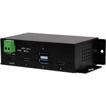 EXSYS EX-1274HMV 4-Port USB 3.2 Gen 2 Industrie-Hub mit 2x USB-A und 2x USB-C, Metall, DIN-Schienen-/Wand-/Rack-Montage