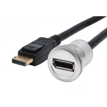 EXSYS EX-49185 Panel-Mount DisplayPort Adapterkabel, 30 cm, Stecker auf Buchse, Metallgehäuse, 4K 60Hz