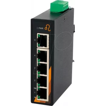EXSYS EX-6200 5-Port Industrial Ethernet Switch, Unmanaged, 10/100Base-TX, DIN Rail, -40 bis 75°C