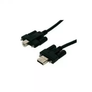 EXSYS EX-K1552V USB 2.0 Kabel, Typ A Stecker zu Typ B Stecker mit Rändelschrauben, 2 m, Schwarz