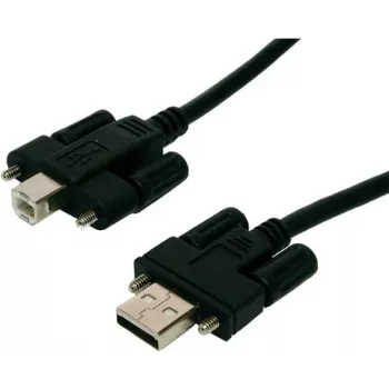 EXSYS EX-K1555V USB 2.0 Kabel, Typ-A Stecker auf Typ-B Stecker mit Rändelschrauben, 5 m, Schwarz