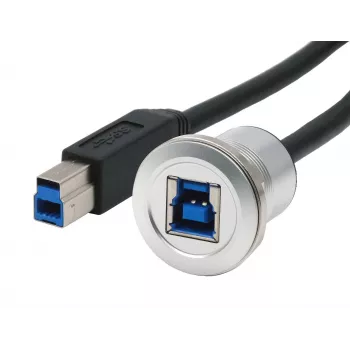 EXSYS Panel-Montage USB-B Buchse auf USB-B Stecker Adapterkabel, USB 3.2 Gen 1, 30 cm, Metallgehäuse EX-49187