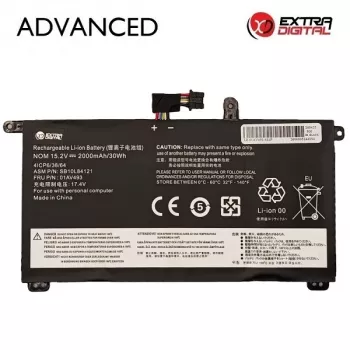 Extra Digital Advanced Ersatz-Laptop-Akku für Lenovo ThinkPad X1 Carbon / X1 Yoga – 01AV493, 2000mAh, 11.52V, Li-ion, Schwarz