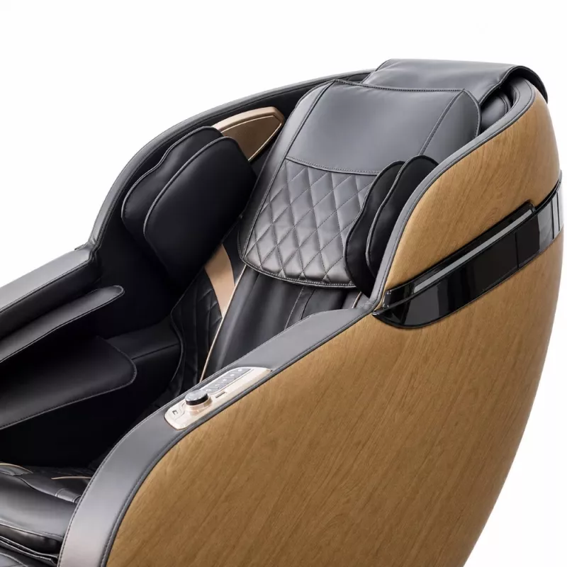 EXTRALINK 3D Zero Gravity Massagesessel mit Holzdekor-Akzenten, Schwarz/Braun