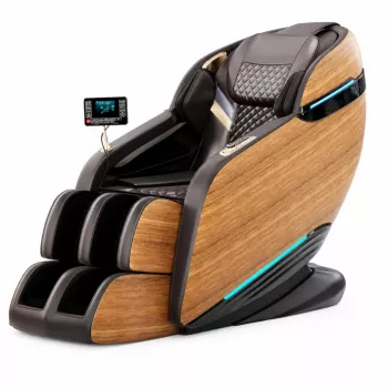EXTRALINK 3D Zero Gravity Massagesessel mit Holzdekor-Akzenten, Schwarz/Braun