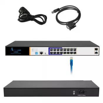 Extralink ARES PoE Switch, 16x Gigabit PoE/PoE+, 2x SFP, 1x Konsolenanschluss, 150W, Managed
