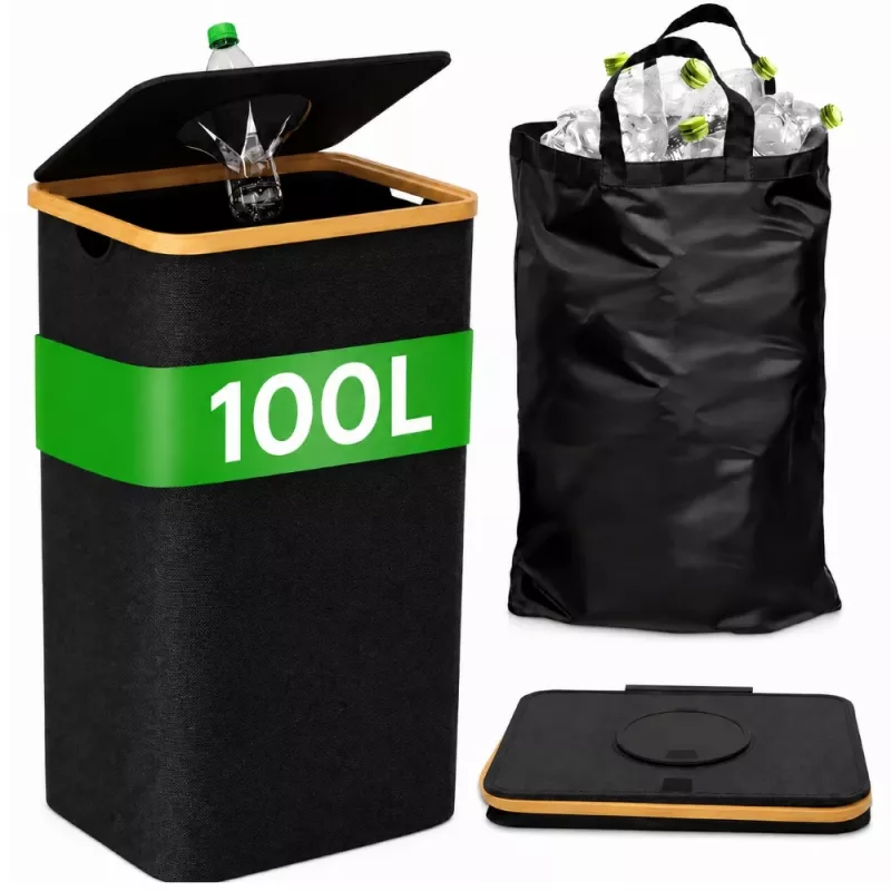 EXTRALINK Black Forest Pfandflaschen-Sammelkorb, faltbar, 100L, Schwarz
