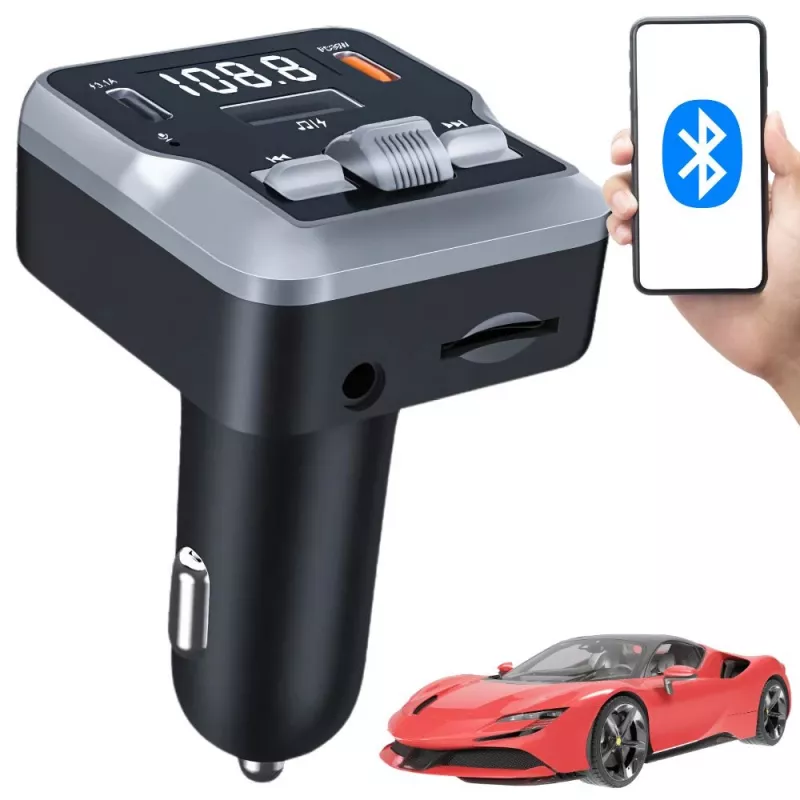 EXTRALINK Bluetooth FM-Transmitter mit 2 USB-Ladeanschlüssen und MicroSD-Kartenslot