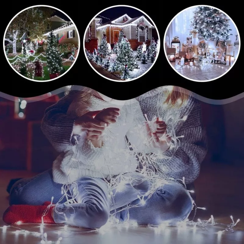 EXTRALINK Weihnachtsbeleuchtung 300 LED Außen Innen Kaltweiß 21,7m