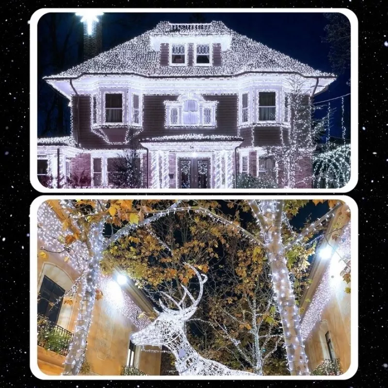 EXTRALINK Weihnachtsbeleuchtung 300 LED Außen Innen Kaltweiß 21,7m