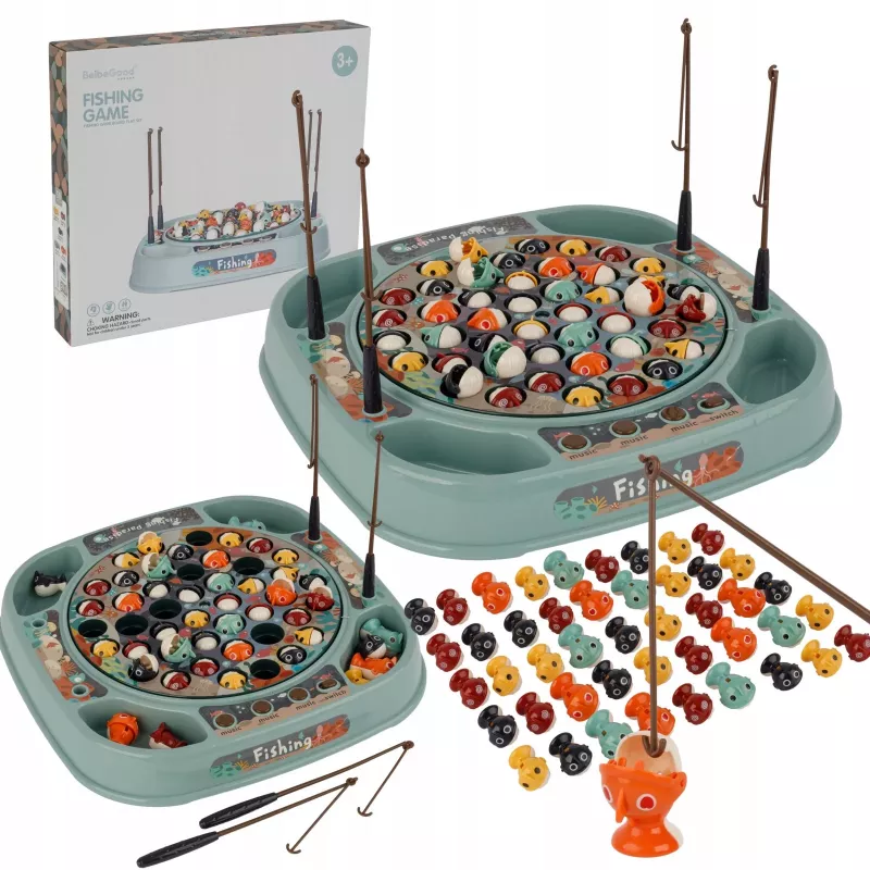 EXTRALINK Angelspiel Geschicklichkeitsspiel 45 Fische + 4 Angelruten Musik