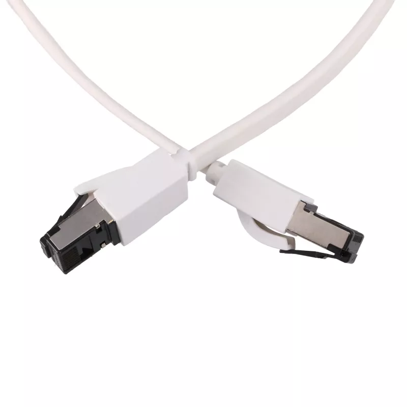 EXTRALINK LAN Patchkabel Cat.8 U/FTP 0,5m 40G Flach, geschirmt, foliengeschirmtes Paar, blankes Kupfer, Weiß