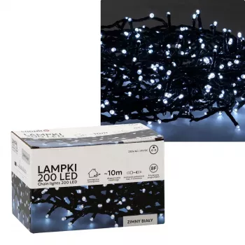 Extralink LED-Lichterkette 200 LEDs Kaltweiß 10m + 3m IP44 Innen/Außen