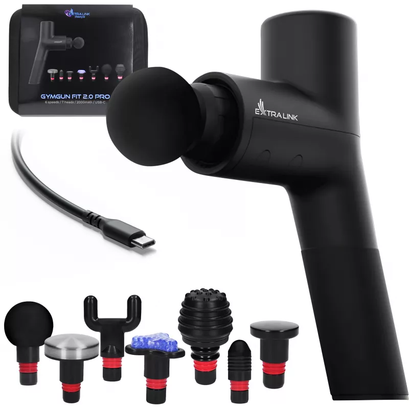 Extralink Massage Gymgun Fit 2.0 Pro Massage Gun, 7 Aufsätze, 6 Modi
