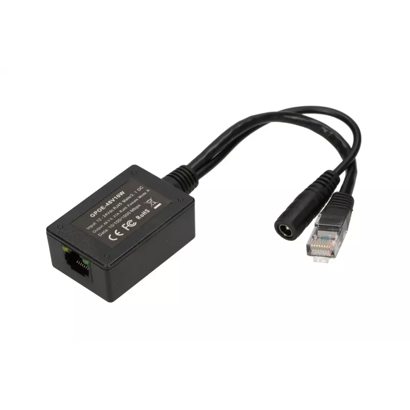 Extralink PoE-Inverter 1 Port, Eingang 1x 1000Mb/s RJ45/Buchse 10-30V, Ausgang 48V