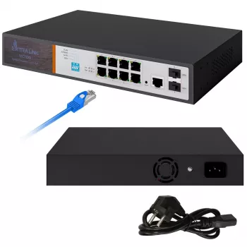 Extralink VICTOR 8-Port Gigabit PoE+ Managed Switch mit 2 SFP, 150W Budget, L2+