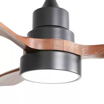 Extralink Walnut Dark 48 Smart WiFi Deckenventilator mit LED-Licht, Dark Walnut, 122cm, Tuya App, Fernbedienung, Gleichstrommotor, 6 Geschwindigkeiten, dimmbar, Alexa & Google kompatibel