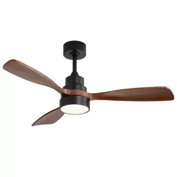 Extralink Walnut Dark 48 Smart WiFi Deckenventilator mit LED-Licht, Dark Walnut, 122cm, Tuya App, Fernbedienung, Gleichstrommotor, 6 Geschwindigkeiten, dimmbar, Alexa & Google kompatibel
