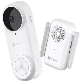 EZVIZ CSDB25MP Akku-Video-Türklingel-Set mit kabellosem Gong, 2K+ Auflösung, 176° Sichtfeld, IP65, 5200 mAh Akku, microSD bis 256GB, kompatibel mit Alexa/Google