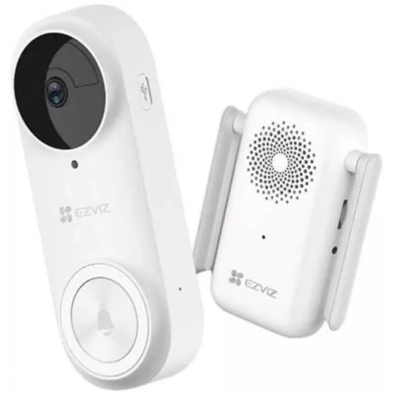 EZVIZ CSDB25MP Akku-Video-Türklingel-Set mit kabellosem Gong, 2K+ Auflösung, 176° Sichtfeld, IP65, 5200 mAh Akku, microSD bis 256GB, kompatibel mit Alexa/Google