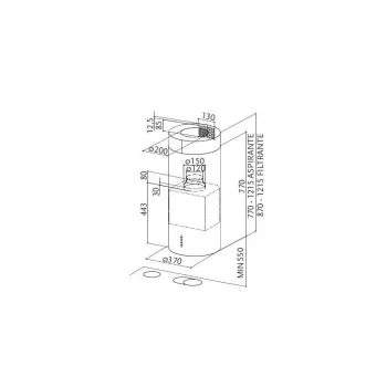 Faber CYLINDRA ISOLA EG8 X A37 Insel-Dunstabzugshaube mit LED-Beleuchtung, 670 m³/h Abluft, Energieklasse C