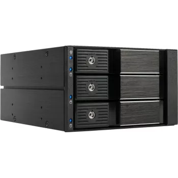 Fantec BP-SA2131 3-Bay SAS/SATA Backplane-Modul für 5,25-Zoll-Schacht - Trayless Hot-Swap, 70mm Lüfter, Schwarz Aluminium 2185