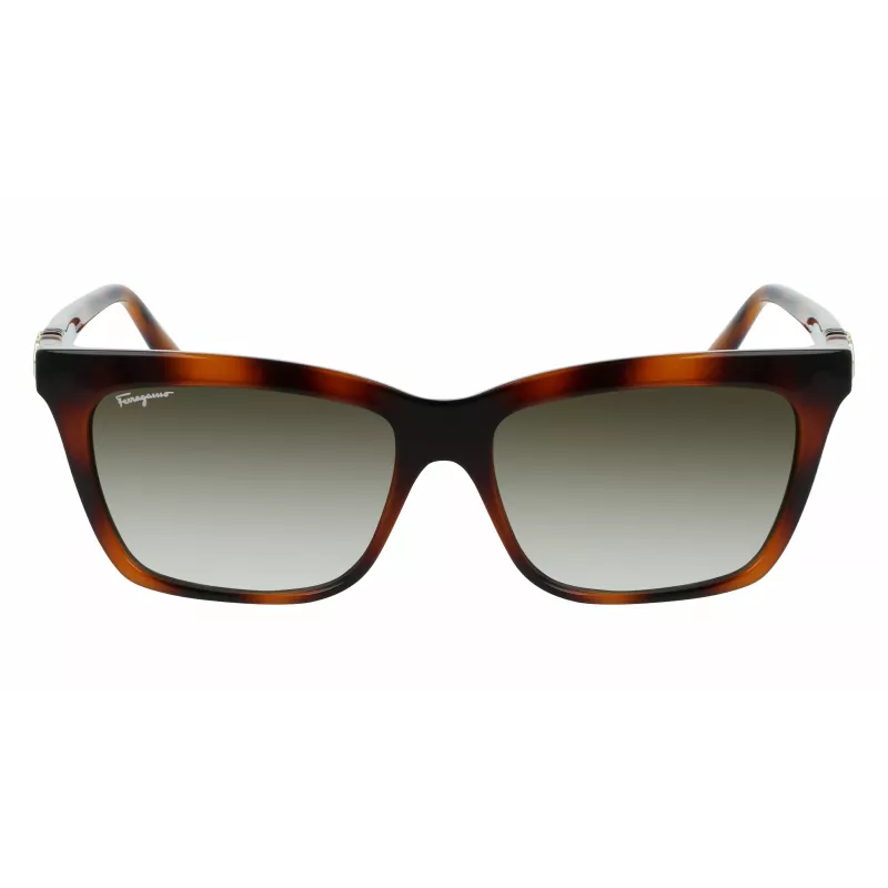 Ferragamo SF1027S-214 Damen-Sonnenbrille Havana Acetat Quadratisch Braun Verlauf 55mm