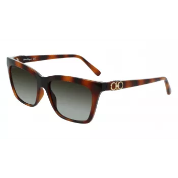 Ferragamo SF1027S-214 Damen-Sonnenbrille Havana Acetat Quadratisch Braun Verlauf 55mm