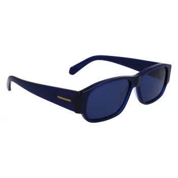 FERRAGAMO SF1109S571443 Herren-Sonnenbrille, matt schwarzer Acetatrahmen, graue Polycarbonatgläser, 57 mm