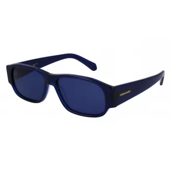 FERRAGAMO SF1109S571443 Herren-Sonnenbrille, matt schwarzer Acetatrahmen, graue Polycarbonatgläser, 57 mm