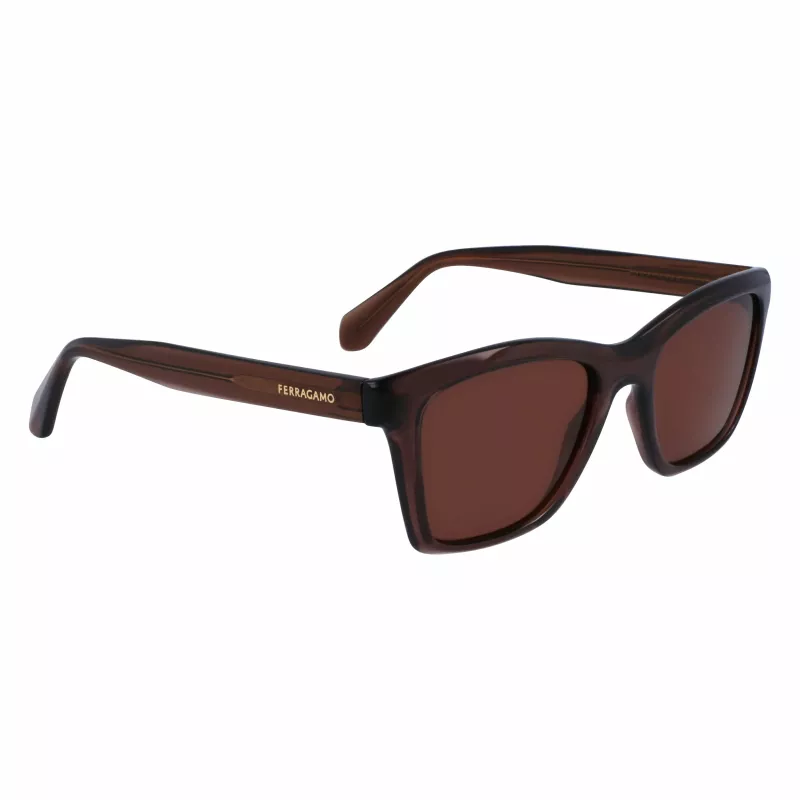 FERRAGAMO SF2001S-232 Unisex Sonnenbrille Havana Braun Quadratisches Acetat-Gestell Braune Gläser 54/20/145 mm