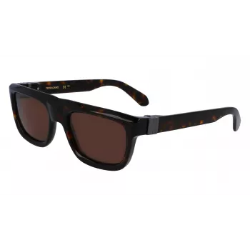 FERRAGAMO SF2009S-242 Herren eckige Acetat-Sonnenbrille Havana Brown Gradient 56/21/145 mm