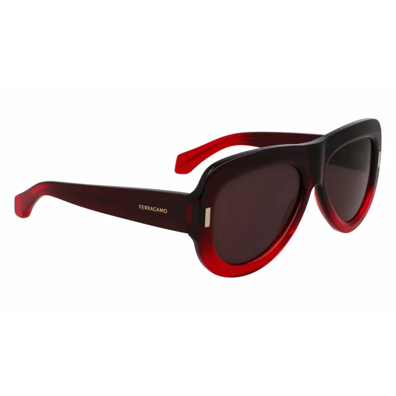 FERRAGAMO SF2029SE-615 Damen-Sonnenbrille - Roter Acetatrahmen, grau verlaufende Gläser, 57 mm